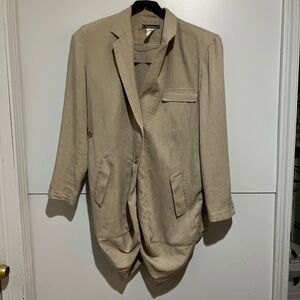 Vintage Issey Miyake Linen Blend Blazer Jacket Tan Beige Made In Japan Size Med